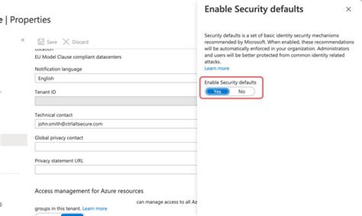 How do I enable security defaults?