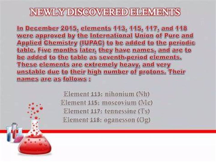 What are the newly discovered elements?